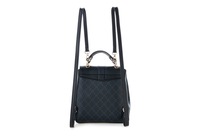 Lucky Bees 1214 v2 Mochila de Piel de Polivinilo Negra, 20x10x23 cm